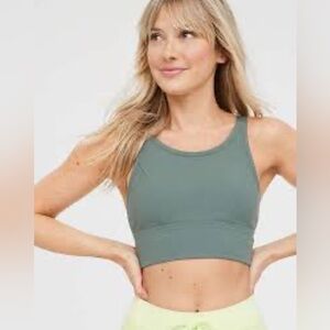 Offline by Aerie Ribbed Green Sports Bra large